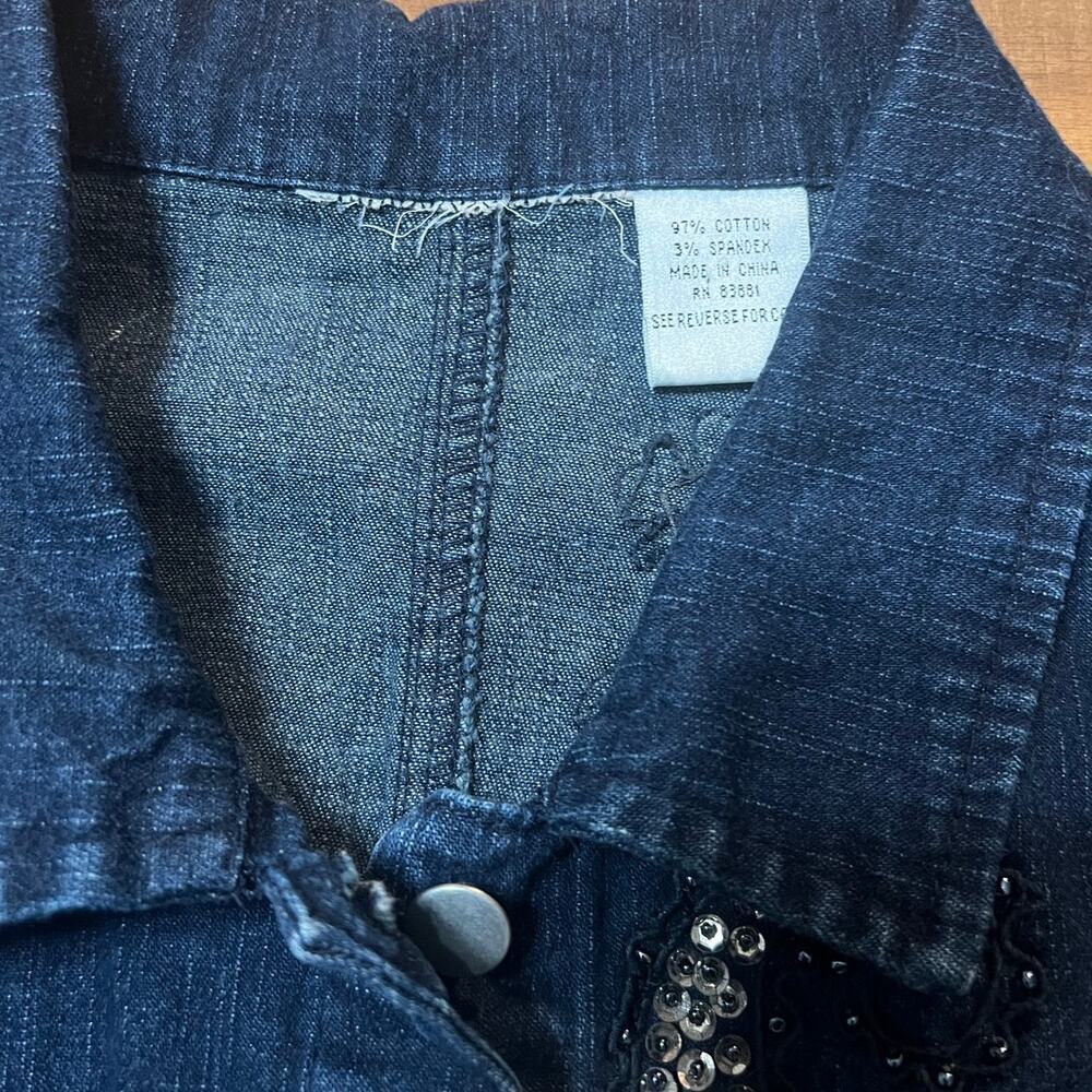 Vintage Flashbacks Beaded Paisley Denim Jacket Size Medium - Picture 5 of 5